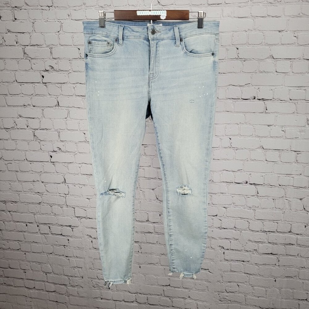 Pistola Blue Distressed Ripped Denim Mid Rise Skinny Ankle Jeans 29 (31x26.5)